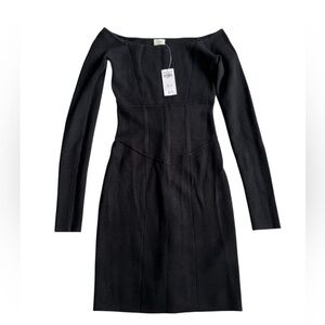 NWT Abercrombie & Fitch knit Black Off-Shoulder long sleeve Dress